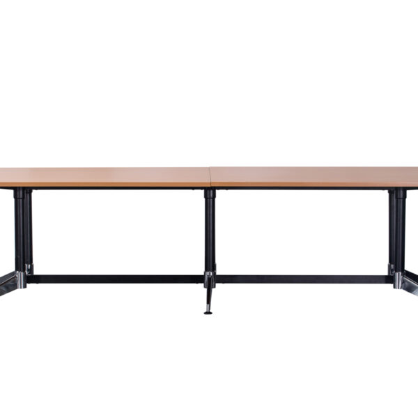 Typhoon Boardroom Table – Dual Post – 2 Piece Top – Double Stage 3200mm W x 1200mm D x 750mm H Black P/C Frame With Chrome Foot – Adj. Levelling Feet E0 Rated Melamine Board – 2.0mm Steel Used Throughout Frame (TTR3212)