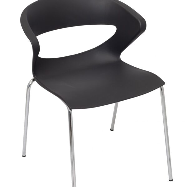 Rapidline Poly Chair with Chromed Metal Leg – Black (TAURUS CHAIR)