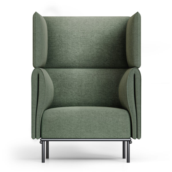 Velto Single Seater High Back Lounge – Olive Fabric | Black Powdercoat – (VL-1 OLIVE)