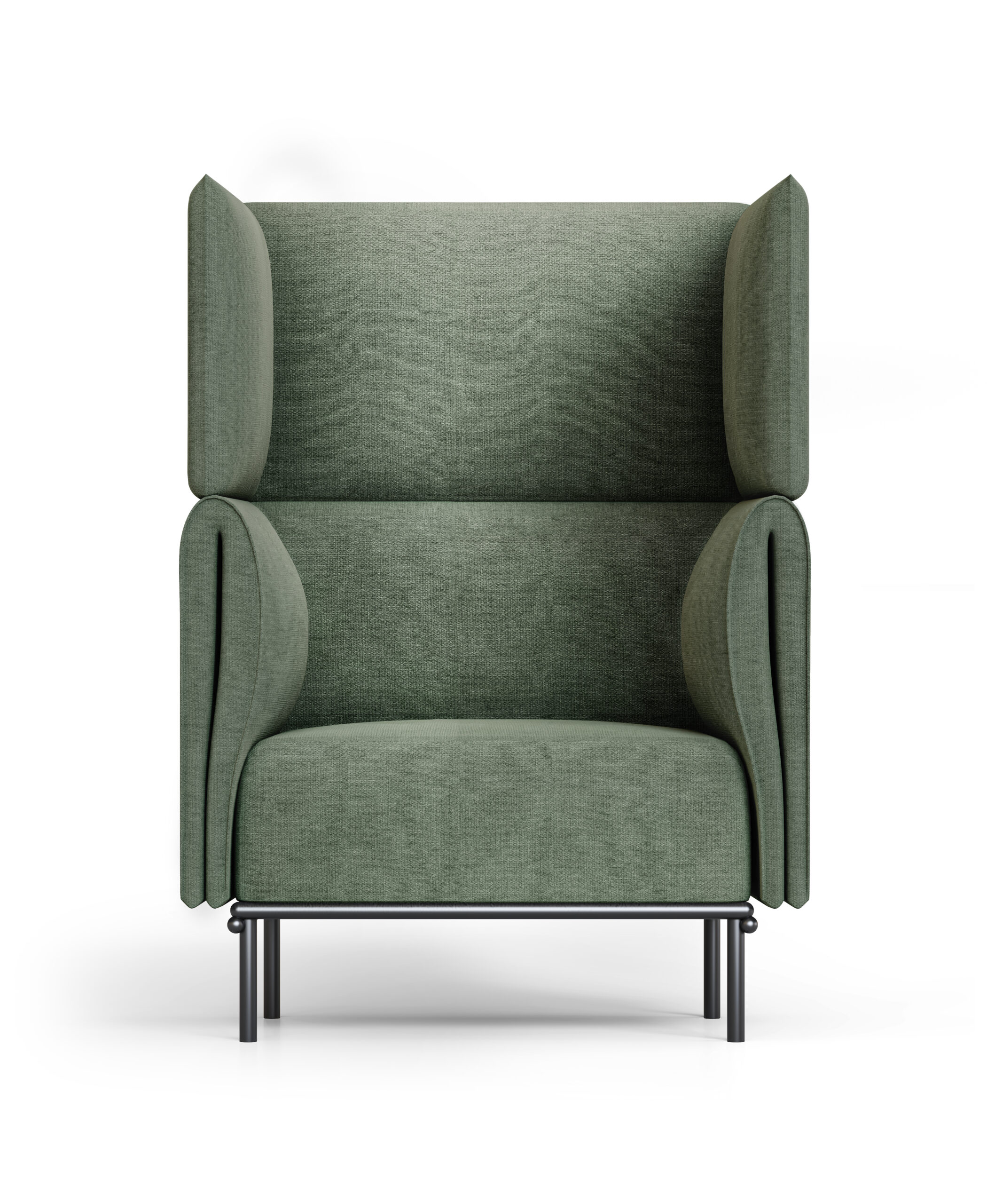 Velto Single Seater High Back Lounge - Olive Fabric | Black Powdercoat - (VL-1 OLIVE)