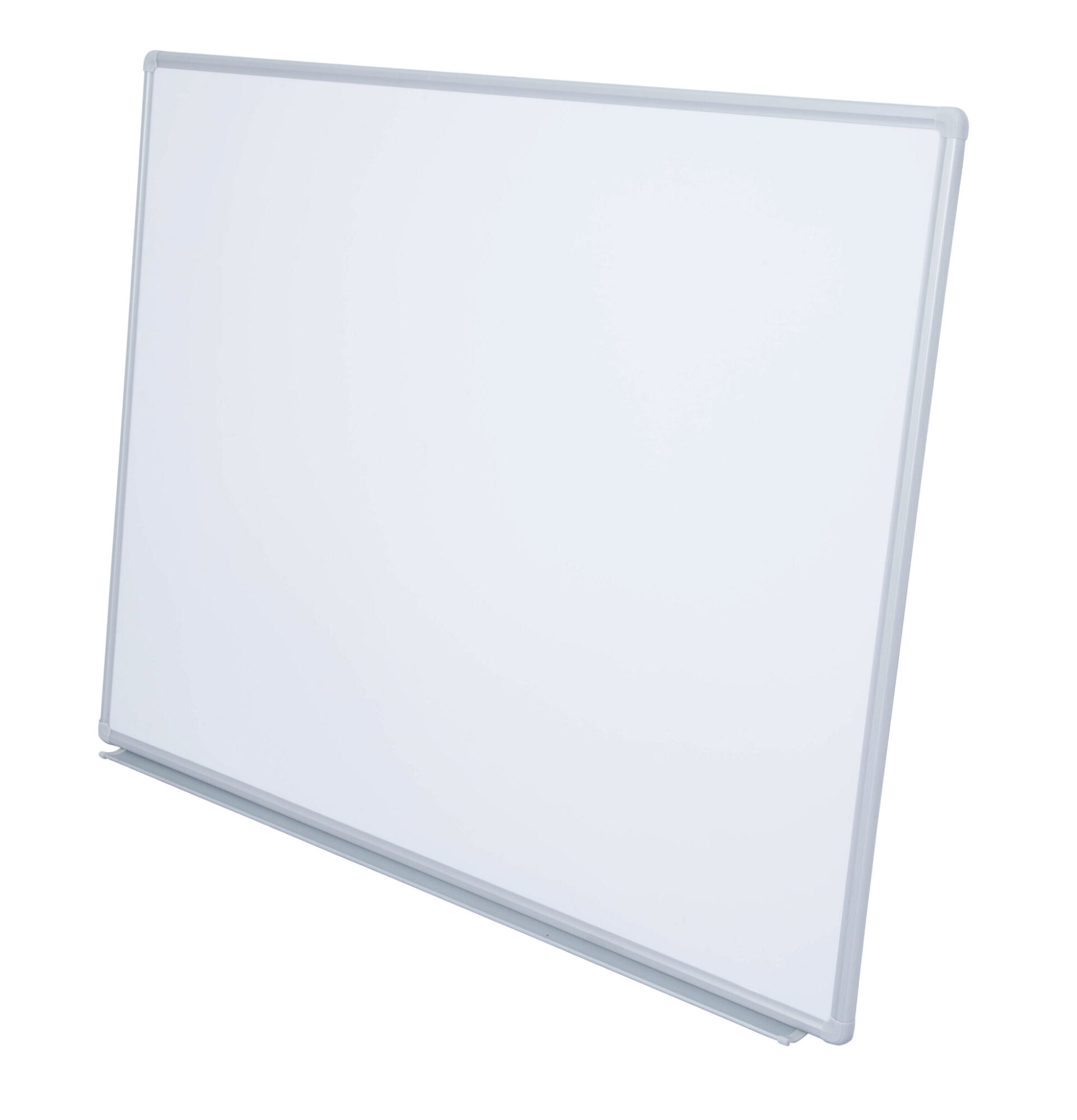 Wall mounted Aluminium Framed Magnetic Whiteboard, with Pen Tray and Concealed Corner Fixing (W96 - W2412)
