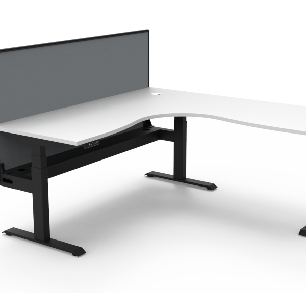 Boost Plus Back to Back Workstation With Screen & Cable Tray 1500mm W x 1500mm W x 750mm D x 620mm – 1270mm H (B+CNRWSCT1P1515)