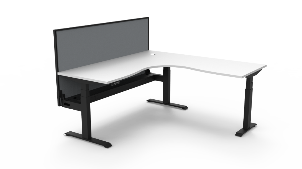 Boost Plus Back to Back Workstation With Screen & Cable Tray 1800mm W x 1500mm W x 750mm D x 620mm - 1270mm H (B+CNRWSCT1P1815)