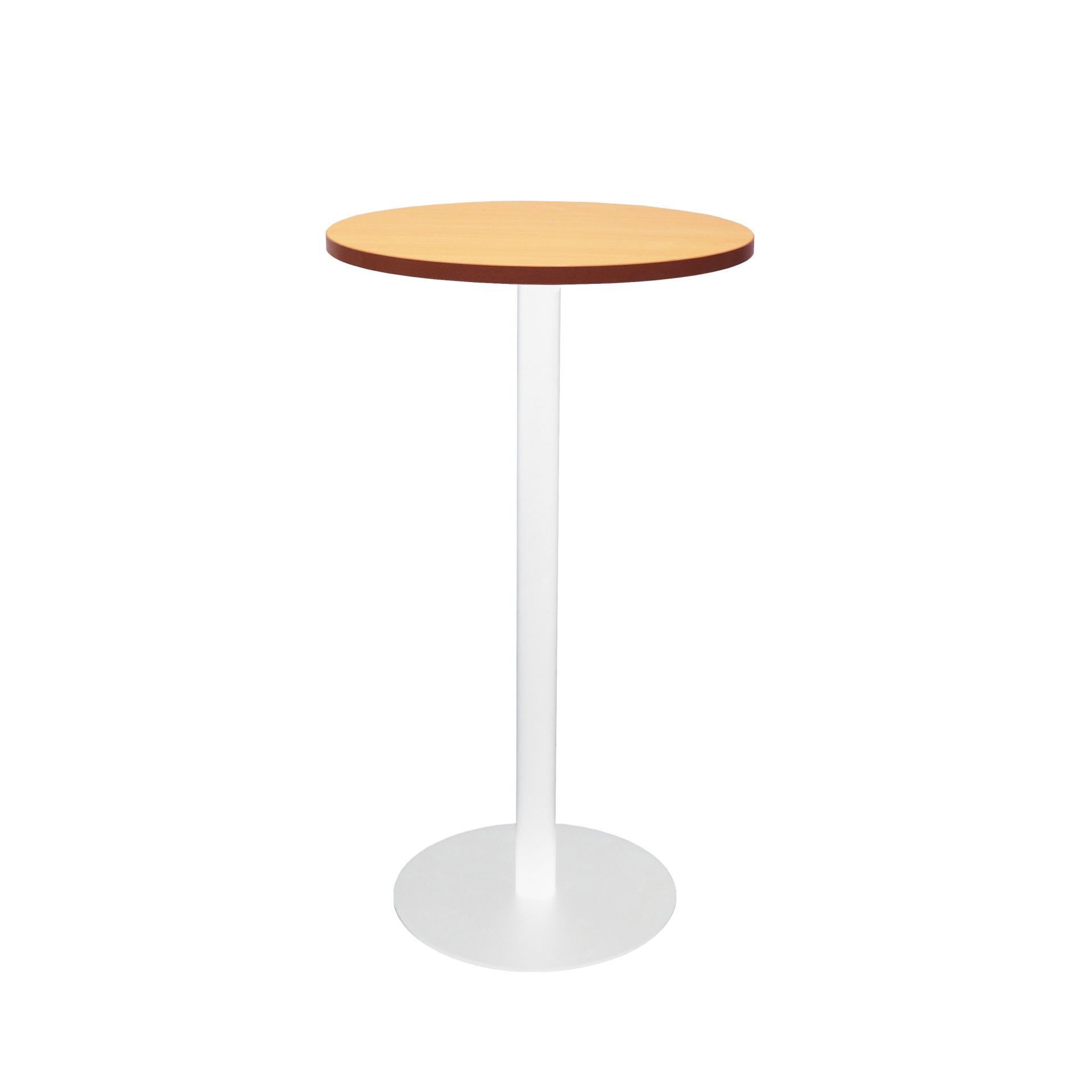 Circular Dry Bar Table with flat Disc Base - White Satin Finish 600mm Diameter x 1050mm H Overall 450mm (CDBT6 WS)