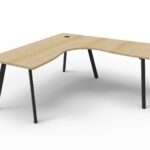 Deluxe Infinity Eternity Leg Desk & Return - 2 Piece Table Top Workstation Size: 1800mm W x 750mm D With 50mm D Scallop Cutout To Rear | Return Size: 1100mm W x 600mm D (D-ELDR18185)