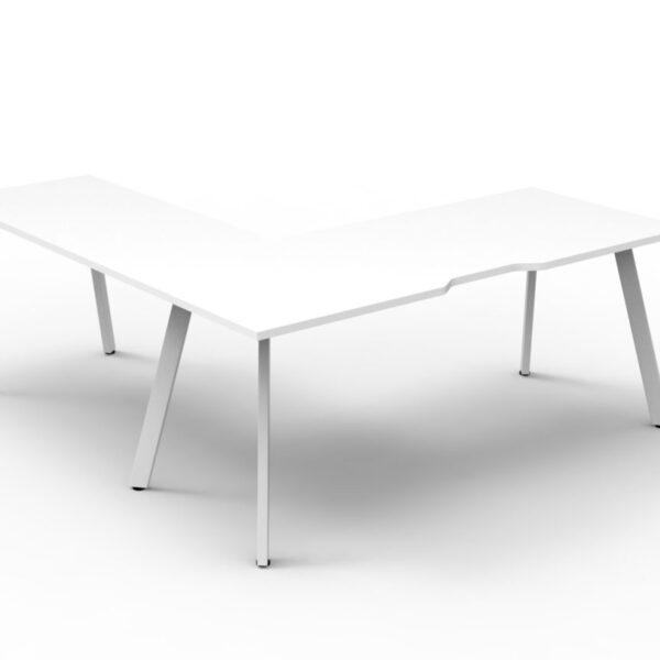 Deluxe Infinity Eternity Leg Desk & Return – 2 Piece Table Top Workstation Size: 1800mm W x 750mm D With 50mm D Scallop Cutout To Rear | Return Size: 1100mm W x 600mm D (D-ELDR18185)