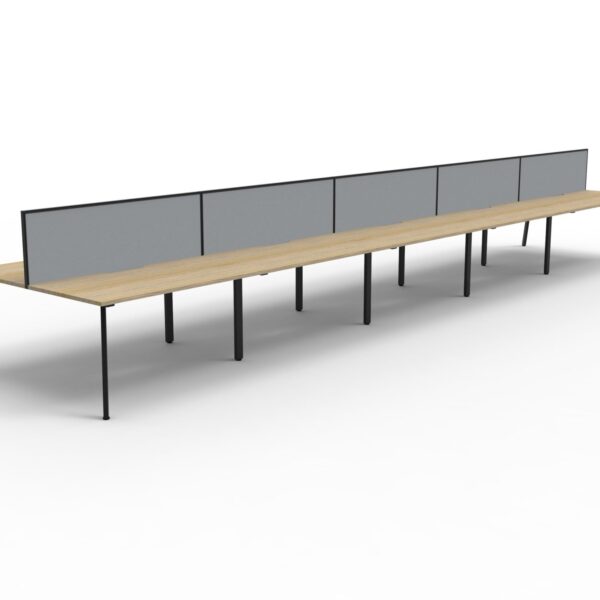 Eternity 10 Person Double Sided Workstation – With Screen 9000mm W x 1530mm D x 1200mm H (D-ELDWS10P1875)