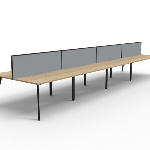 Eternity 8 Person Double Sided Workstation – With Screen 7200mm W x 1530mm D x 1200mm H (D-ELDWS8P1875)