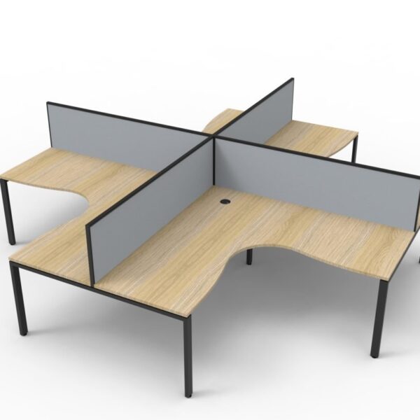 Deluxe Rapid Infinity 4 Person Corner Workstation Profile Leg With Screens (D-IPLCWS4P)