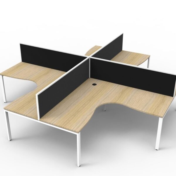 Deluxe Rapid Infinity 4 Person Corner Workstation Profile Leg With Screens (D-IPLCWS4P)