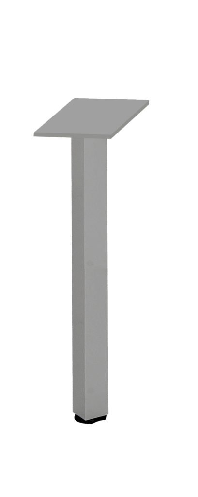 Corner Workstation 90. Deg Post Leg 50mm x 50mm x 705mm H Steel Construction - Black Adj. Levelling Feet - Brushed Silver (SPPM BS)