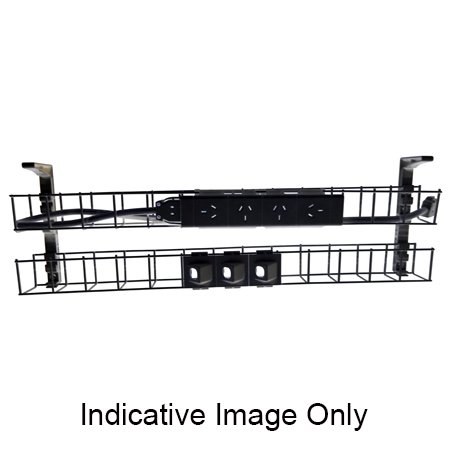 DUAL TIER CABLE BASKET KIT – 1550mm W, Quad Auto Switched Power Module,  3 x Data Tiles (SWBK15504G3D)