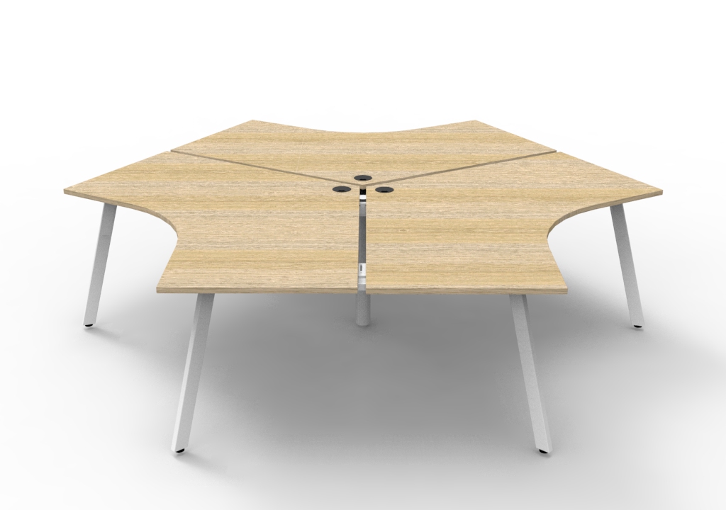 Deluxe Eternity 3 Person 120 Degree Workstation - No Screen 1205mm x 1205mm x 730mm H (D-IEL3P120D) - Image 2