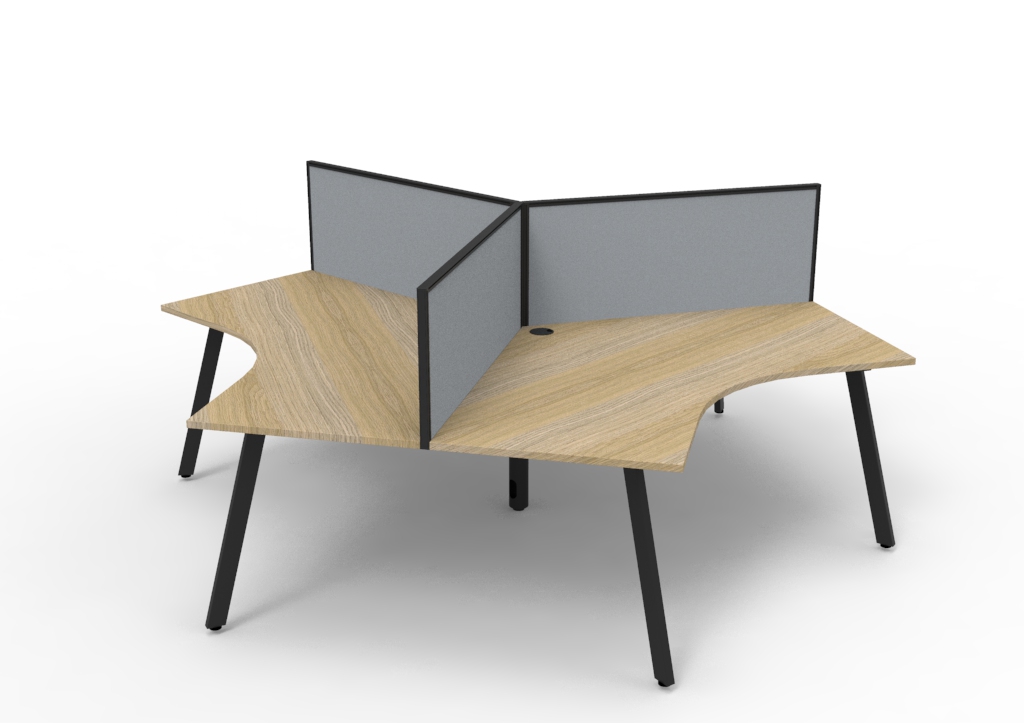 Deluxe Eternity 3 Person 120 Degree Workstation - With Screen 1205mm x 1205mm x 730mm H (D-IELWS3P120D)