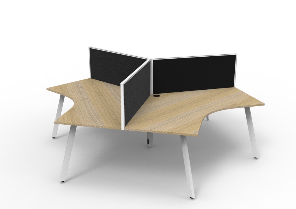Deluxe Eternity 3 Person 120 Degree Workstation - With Screen 1205mm x 1205mm x 730mm H (D-IELWS3P120D) - Image 4
