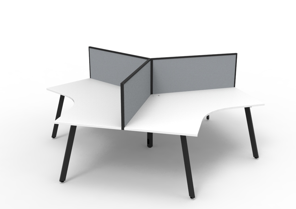 Deluxe Eternity 3 Person 120 Degree Workstation - With Screen 1205mm x 1205mm x 730mm H (D-IELWS3P120D) - Image 3
