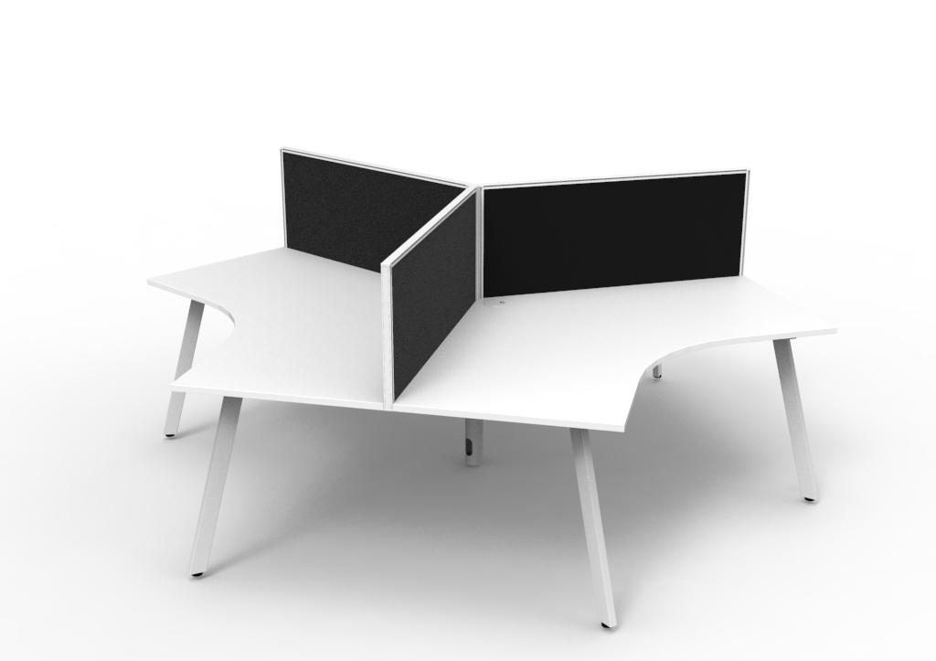 Deluxe Eternity 3 Person 120 Degree Workstation - With Screen 1205mm x 1205mm x 730mm H (D-IELWS3P120D) - Image 2