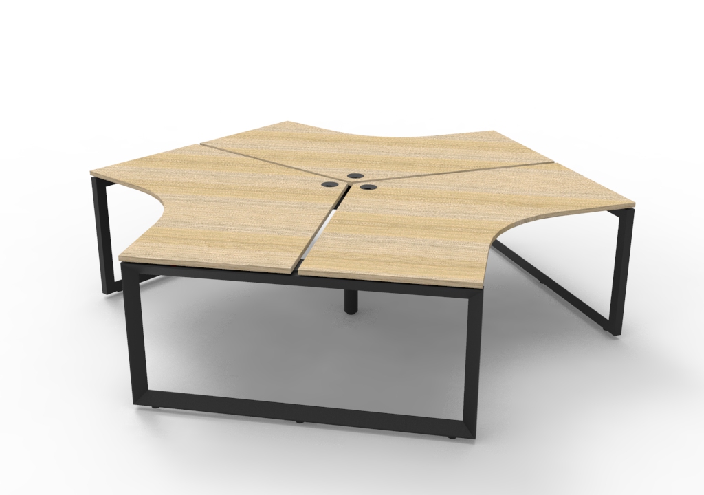 Deluxe Infinity Loop Leg 3 Person 120 Degree Workstation - No Screen 1205mm x 1205mm x 730mm H (D-ILL3P120D)