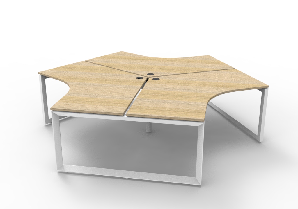 Deluxe Infinity Loop Leg 3 Person 120 Degree Workstation - No Screen 1205mm x 1205mm x 730mm H (D-ILL3P120D) - Image 4