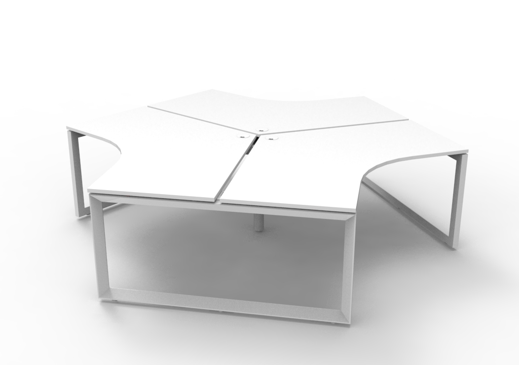 Deluxe Infinity Loop Leg 3 Person 120 Degree Workstation - No Screen 1205mm x 1205mm x 730mm H (D-ILL3P120D) - Image 2