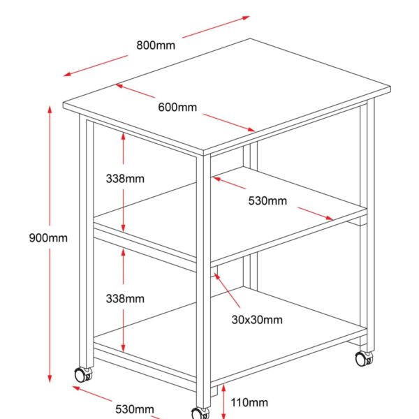 Utility Trolley – 800mm W x 600mm D x 900mm H – (TR3 I)