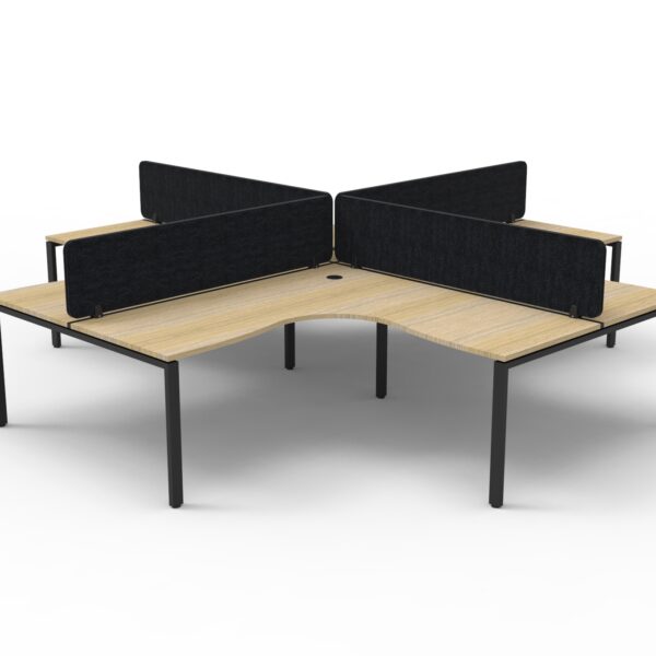 Deluxe Infinity 4 Person Corner Workstation Profile Leg – Eco Panel Screens (D-IPLCEP4P)