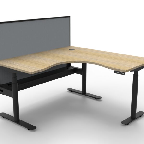 Halo+ Corner Workstation with Screen and Cable Tray – (H+CNRWSCT1P)
