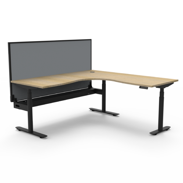 Halo+ Corner Workstation with Screen and Cable Tray – (H+CNRWSCT1P)
