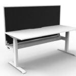 Boost Crank Manual Height Adjustable Single Sided Workstation With Screen & Cable Tray - (BC1PWSCT)