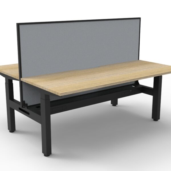 Boost Crank Manual Height Adjustable Back To Back Workstation With Screen and Cable Tray - (BC2PWSCT)