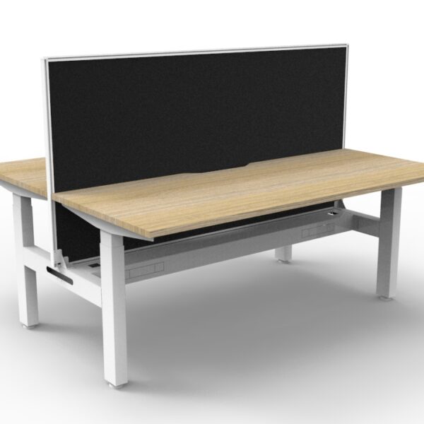 Boost Crank Manual Height Adjustable Back To Back Workstation With Screen and Cable Tray – (BC2PWSCT)