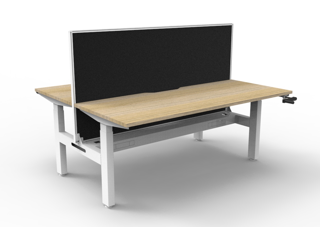 Boost Crank Manual Height Adjustable Back To Back Workstation With Screen and Cable Tray - (BC2PWSCT) - Image 2