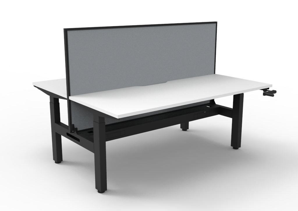 Boost Crank Manual Height Adjustable Back To Back Workstation With Screen and Cable Tray - (BC2PWSCT) - Image 3