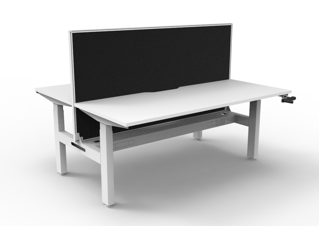 Boost Crank Manual Height Adjustable Back To Back Workstation With Screen and Cable Tray - (BC2PWSCT) - Image 4