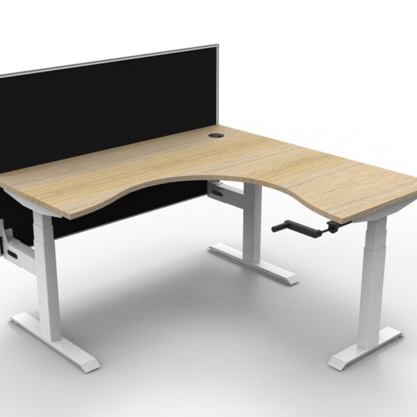 Boost Crank Manual Height Adjustable Corner Workstation with Screen – (BCCNRWS1P)