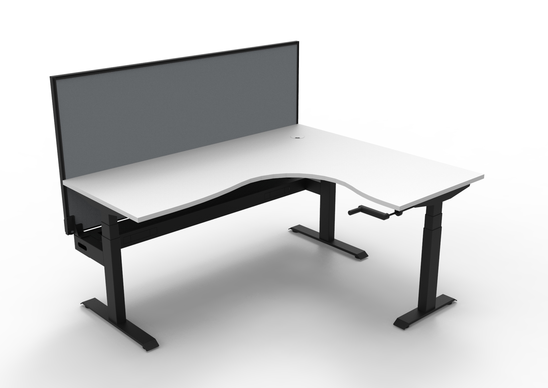 Boost Crank Manual Height Adjustable Corner Workstation with Screen and Cable Tray - (BCCNRWSCT1P) - Image 6