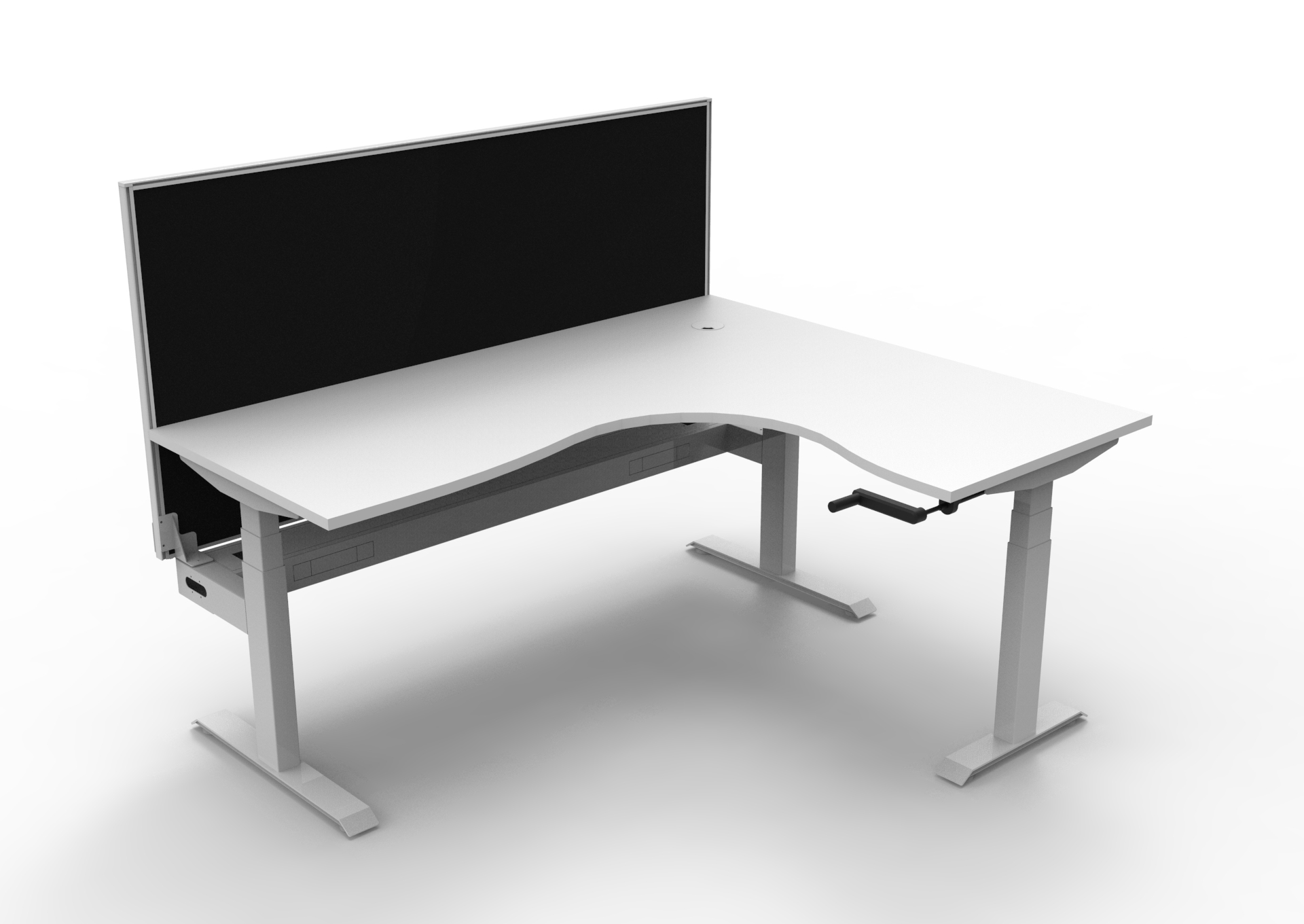 Boost Crank Manual Height Adjustable Corner Workstation with Screen and Cable Tray - (BCCNRWSCT1P) - Image 5