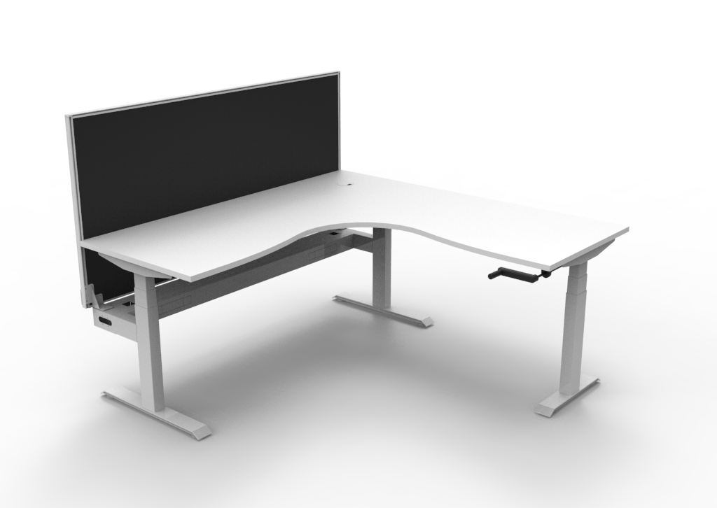 Boost Crank Manual Height Adjustable Corner Workstation with Screen and Cable Tray - (BCCNRWSCT1P) - Image 7
