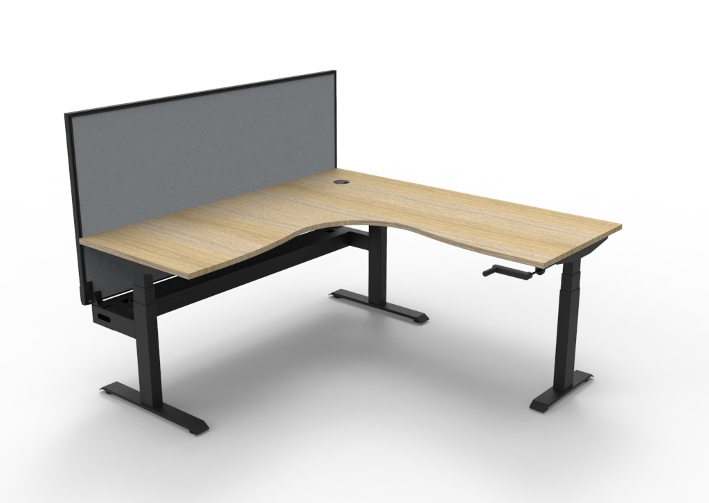 Boost Crank Manual Height Adjustable Corner Workstation with Screen and Cable Tray - (BCCNRWSCT1P) - Image 4