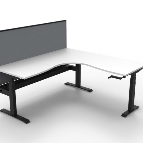 Boost Crank Manual Height Adjustable Corner Workstation with Screen and Cable Tray – (BCCNRWSCT1P)