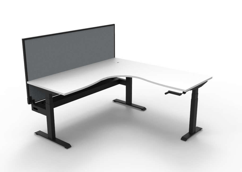 Boost Crank Manual Height Adjustable Corner Workstation with Screen and Cable Tray - (BCCNRWSCT1P) - Image 2