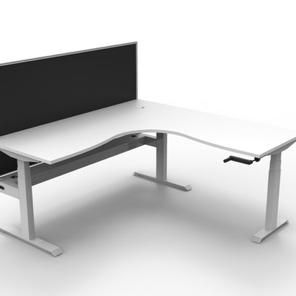 Boost Crank Manual Height Adjustable Corner Workstation with Screen and Cable Tray - (BCCNRWSCT1P)