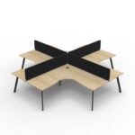 Eternity 4 Person Corner Splayed Leg Workstation POD - H Black Eco Panel Screens (D-ELCEP4P)