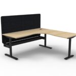Halo Static Corner Workstation with Screen & Cable Tray - (HSCNREPCT1P)