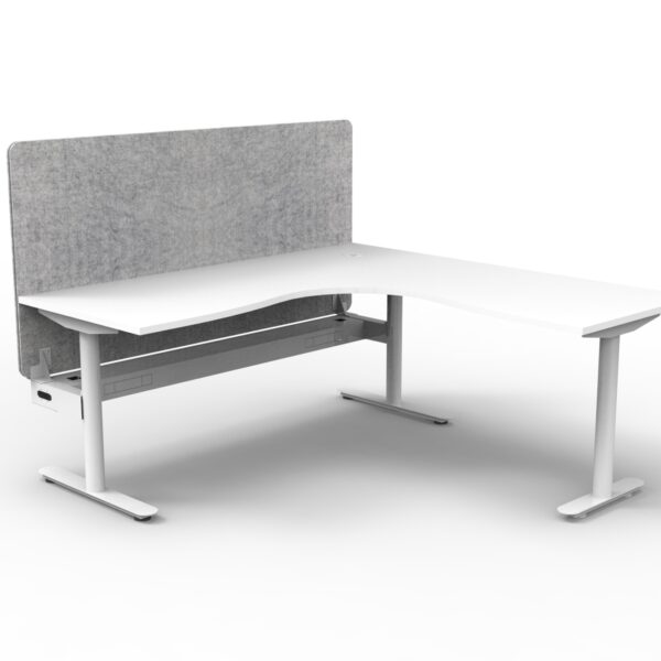 Halo Static Corner Workstation with Screen & Cable Tray – (HSCNREPCT1P)