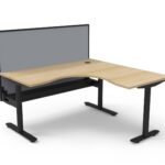 Halo Static Corner Workstation with H Eco Panel Screen
