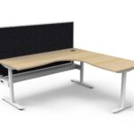 Halo Static Corner Workstation with Screen and Cable Tray - (HSCNRWSCT1P)
