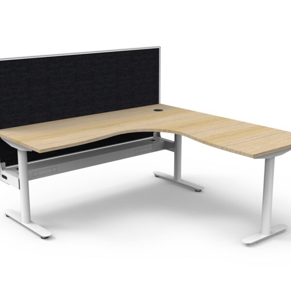 Halo Static Corner Workstation with Screen and Cable Tray – (HSCNRWSCT1P)