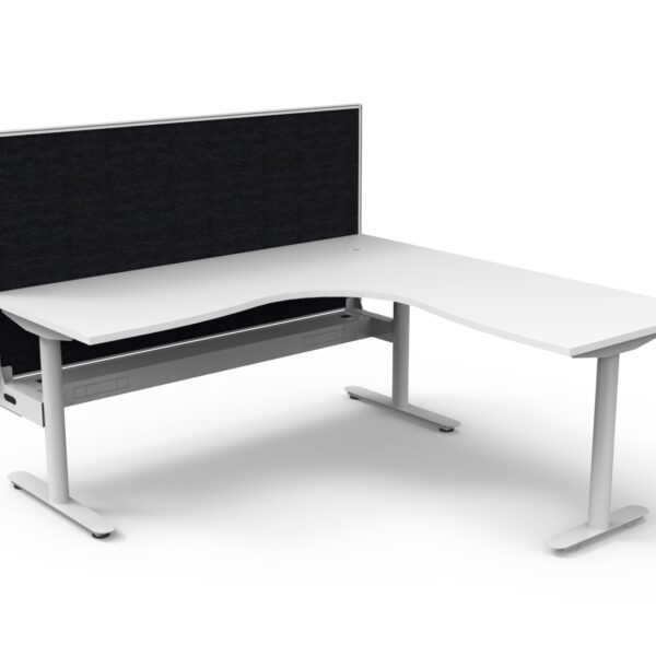 Halo Static Corner Workstation with Screen and Cable Tray – (HSCNRWSCT1P)