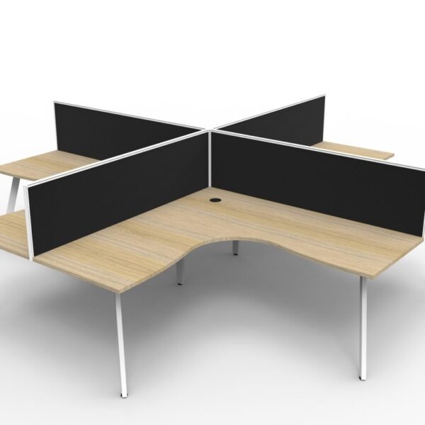 Eternity 4 Person Splayed Leg Corner Workstation POD With Screens (D-ELCWS4P)
